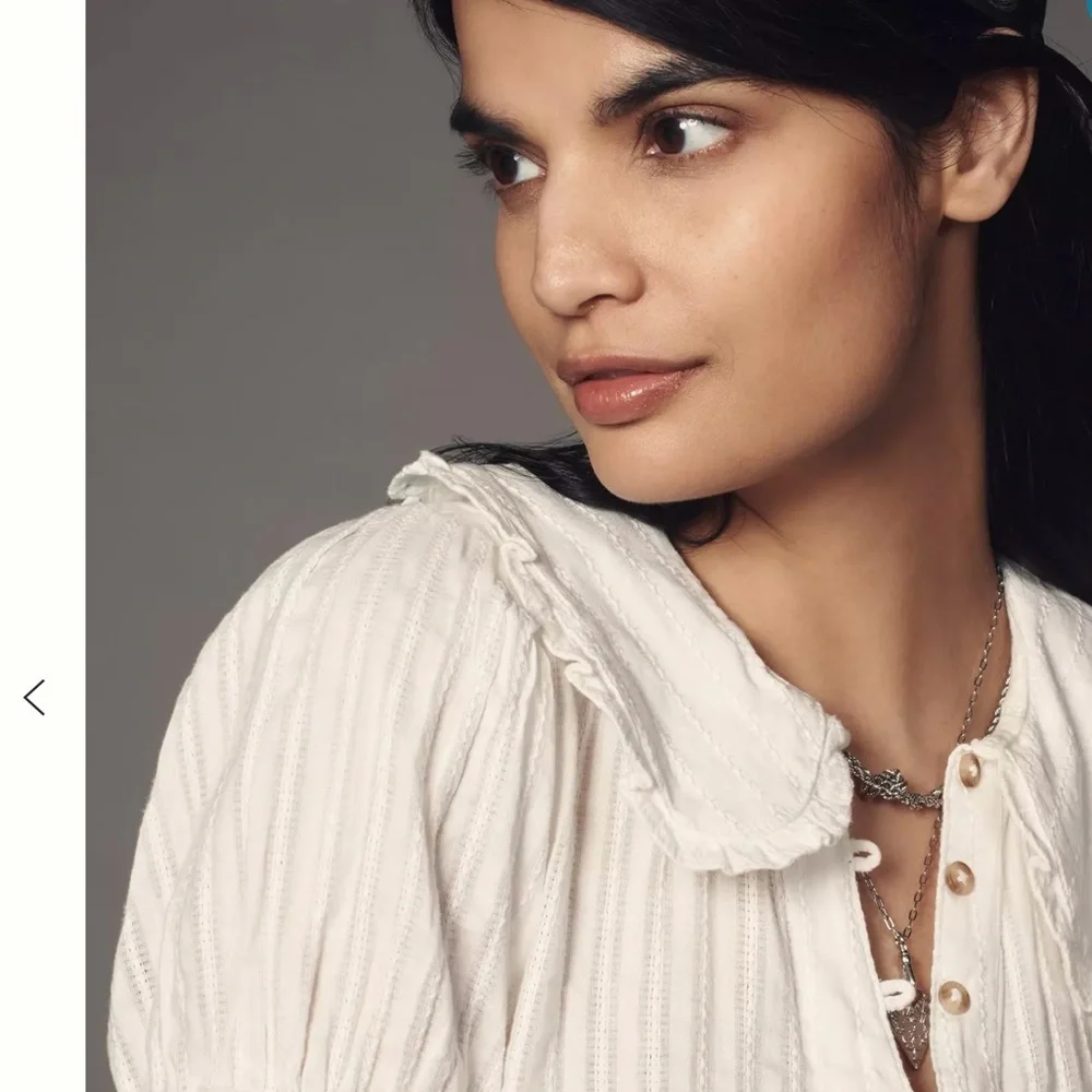 White Pilcro Keira Button-Front Puff Sleeve Top